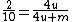 \frac{2}{10} = \frac{4u}{4u+m}